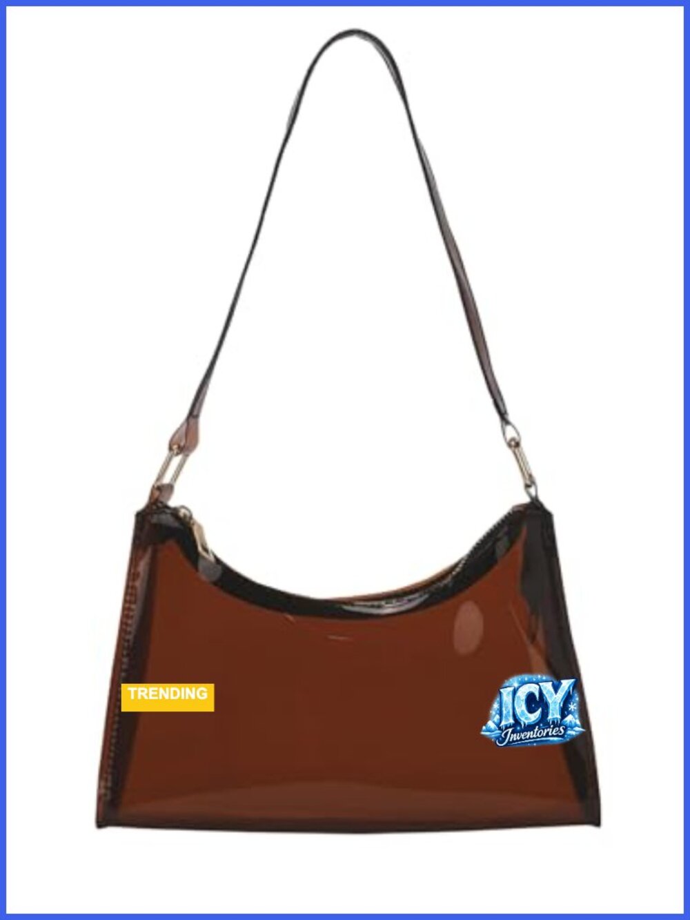 Clear PVC Hobo Shoulder Bag with Top Handle - Zip Closure